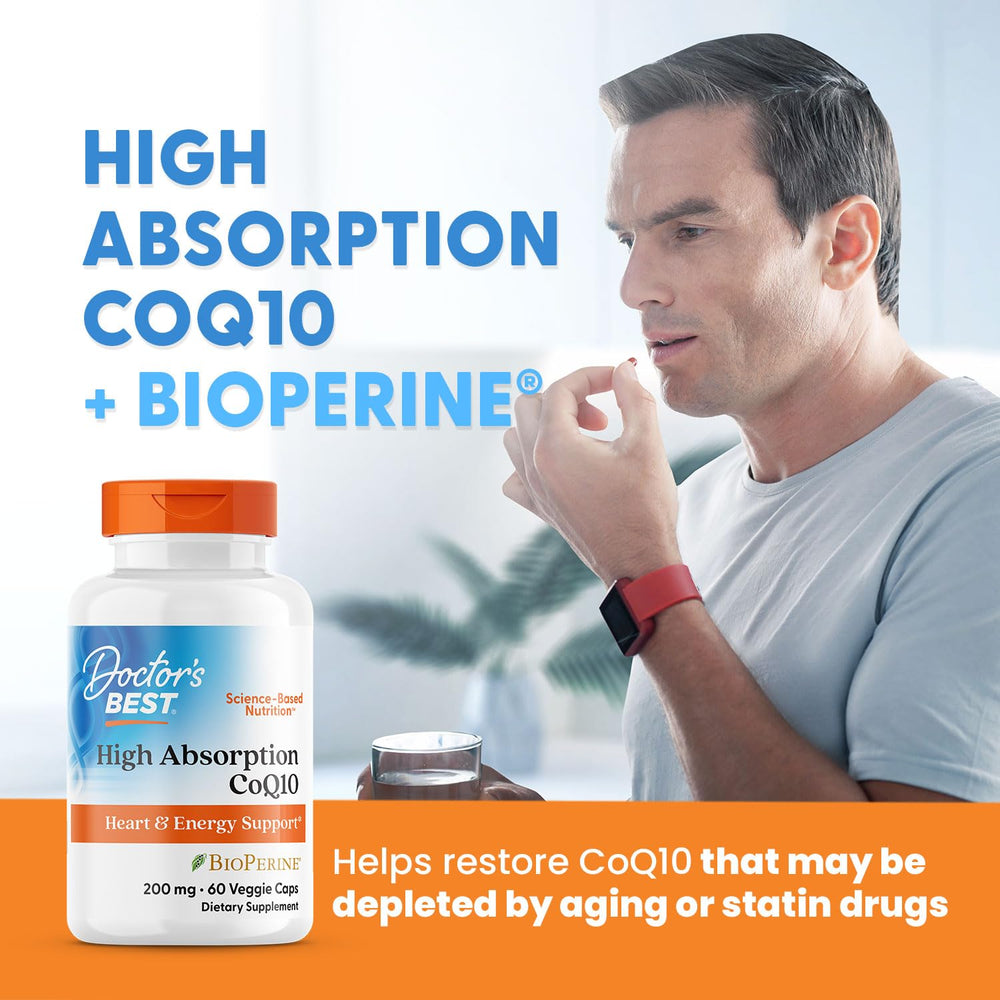Doctor's Best CoQ10 nutrition facts panel close-up with 200 mg per serving