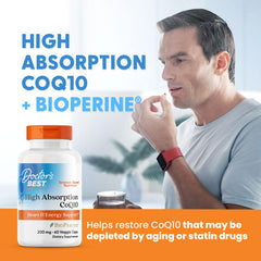 Doctor's Best CoQ10 nutrition facts panel close-up with 200 mg per serving