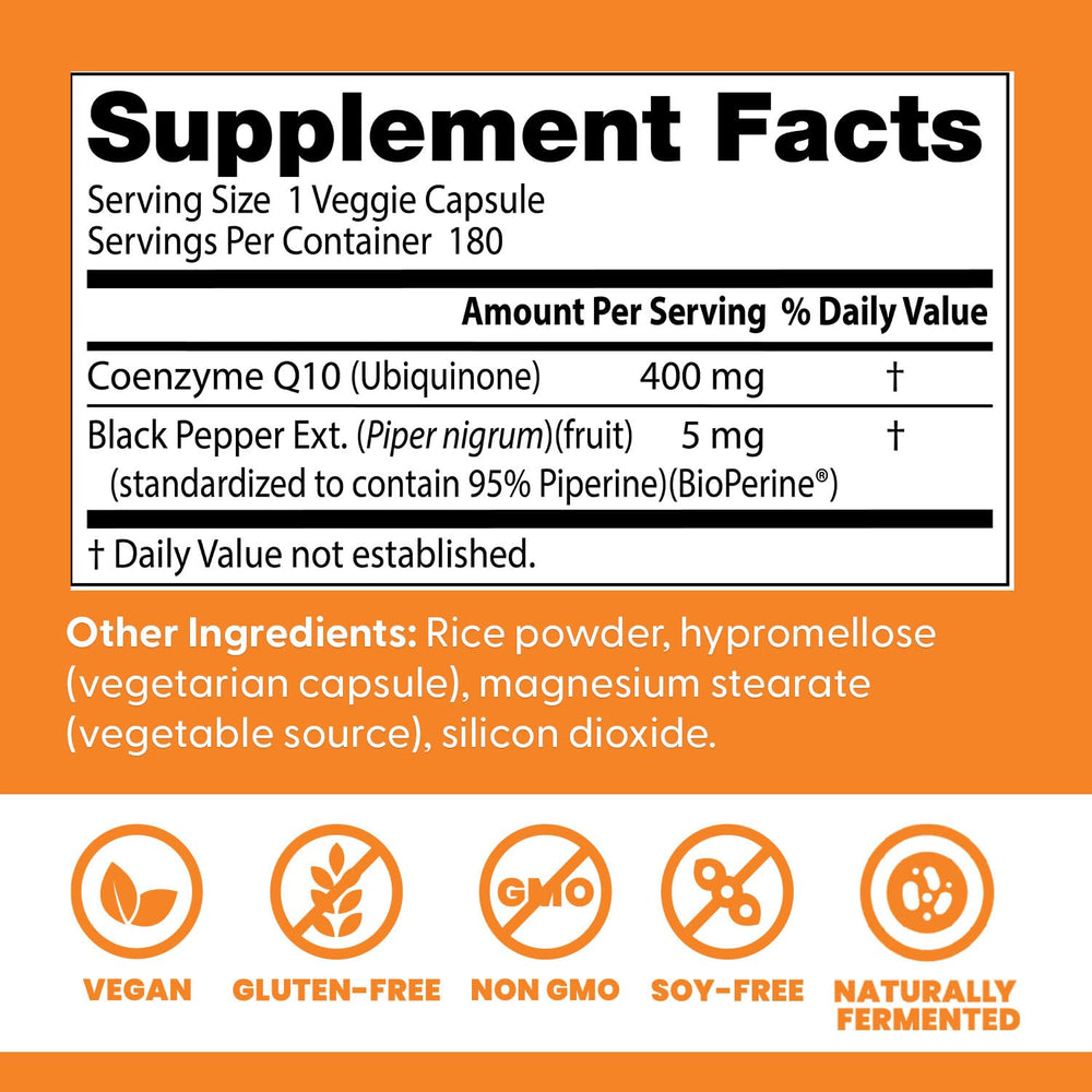 Doctor's Best CoQ10 vegan veggie capsules ready for daily use.