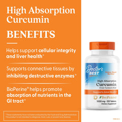 Doctor's Best Curcumin C3 Complex capsules image, highlighting absorption-boosting formulation for daily joint comfort.
