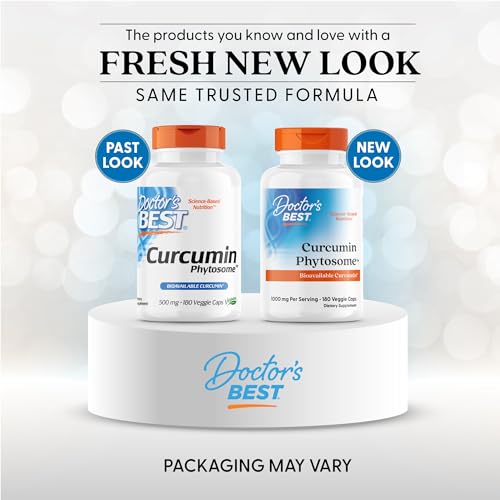 Doctors Best Curcumin Phytosome capsules pack shows vegan, gluten-free formulation.