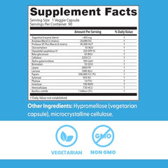 Front packaging of Doctor's Best Digestive Enzymes showing non-GMO and vegetarian options for daily use.