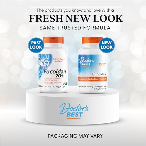 Doctor's Best Fucoidan capsules closeup showing vegan formula