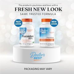 Doctor's Best Fucoidan capsules closeup showing vegan formula