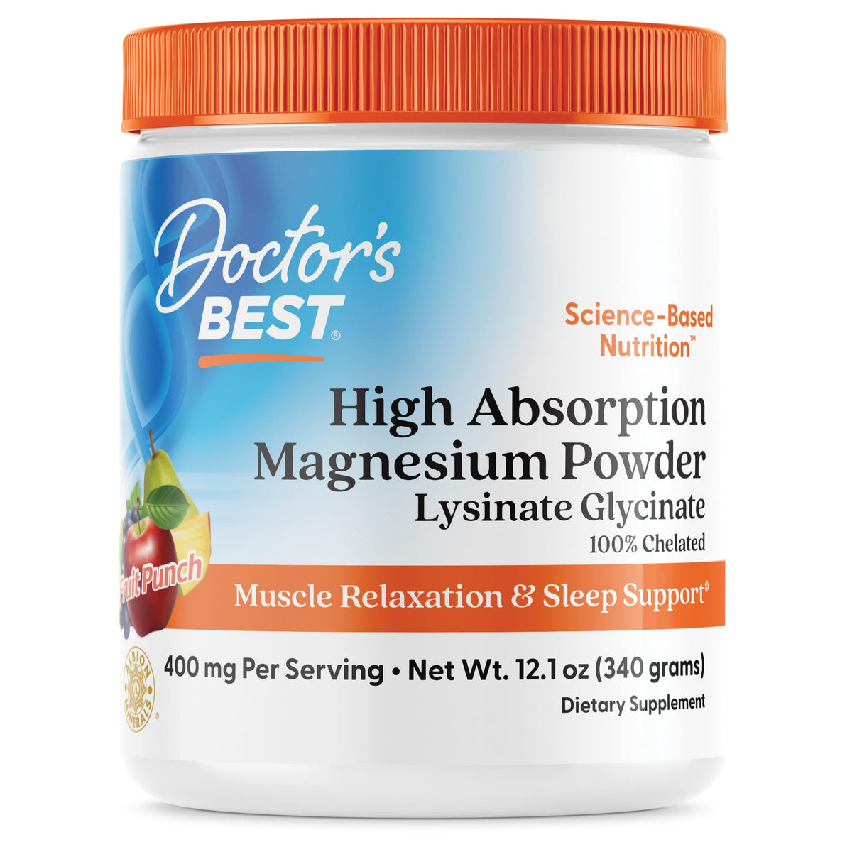 Doctor's Best high absorption magnesium powder being poured into a glass for quick mixing.