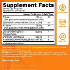 Label close-up showing 1500 mg glucosamine per serving