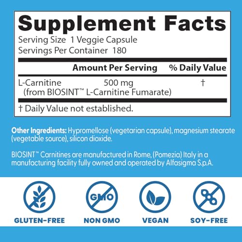 Doctors Best L-Carnitine Fumarate label details emphasize pharmaceutical-grade sourcing