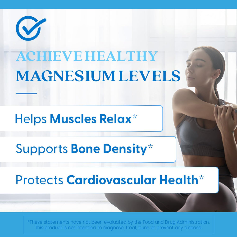 Bottle sealed with clear label highlighting 4 g serving and 400 mg magnesium.