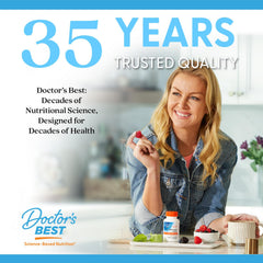 Serving scoop beside bottle communicates easy daily dosage