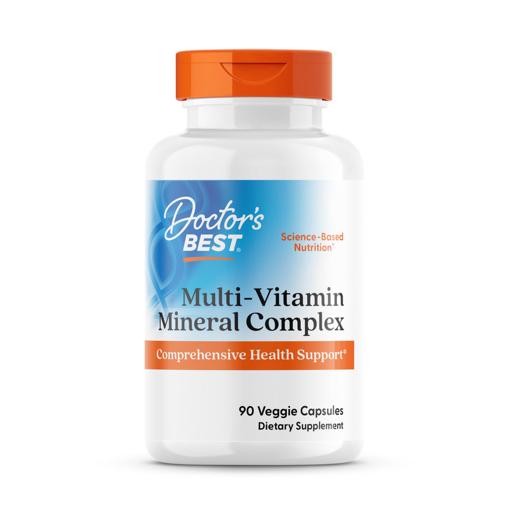 Doctor's Best multivitamin bottle shows vegan ingredients and full nutrient coverage.