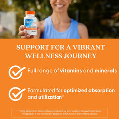 Multivitamin bottle on kitchen shelf for daily routines.