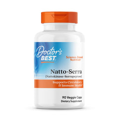 Doctor's Best Natto Serra bottle showcasing the enzyme formula for circulatory support.