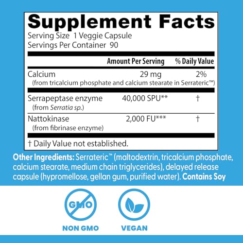 Doctor's Best Natto Serra capsules shown in a vegan, vegetarian supplement format for everyday wellness.