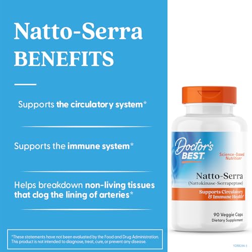 Doctor's Best Natto Serra label highlights nattokinase and serrapeptase ingredients.