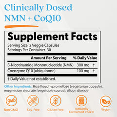 Closeup of Doctor's Best NMN CoQ10 capsules in bottle for NAD plus energy