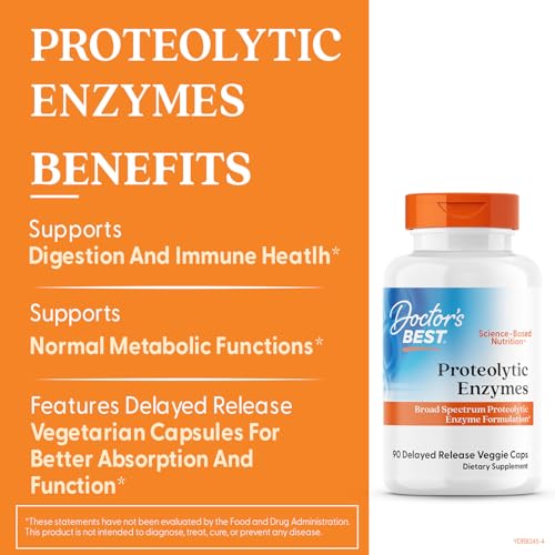 Product label shows bromelain, papain, and protease blend.