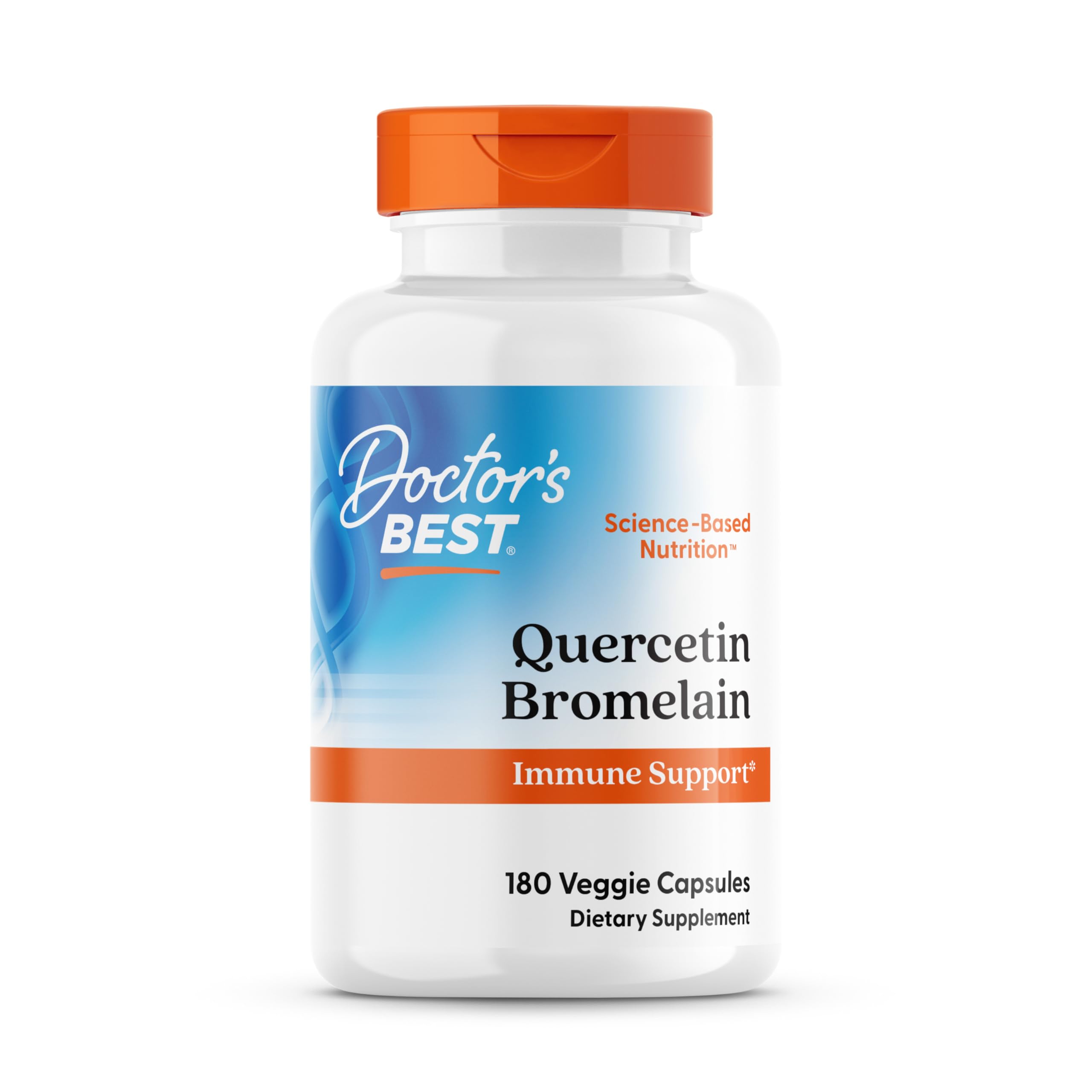 Doctor's Best Quercetin Bromelain bottle showing immune support potential.