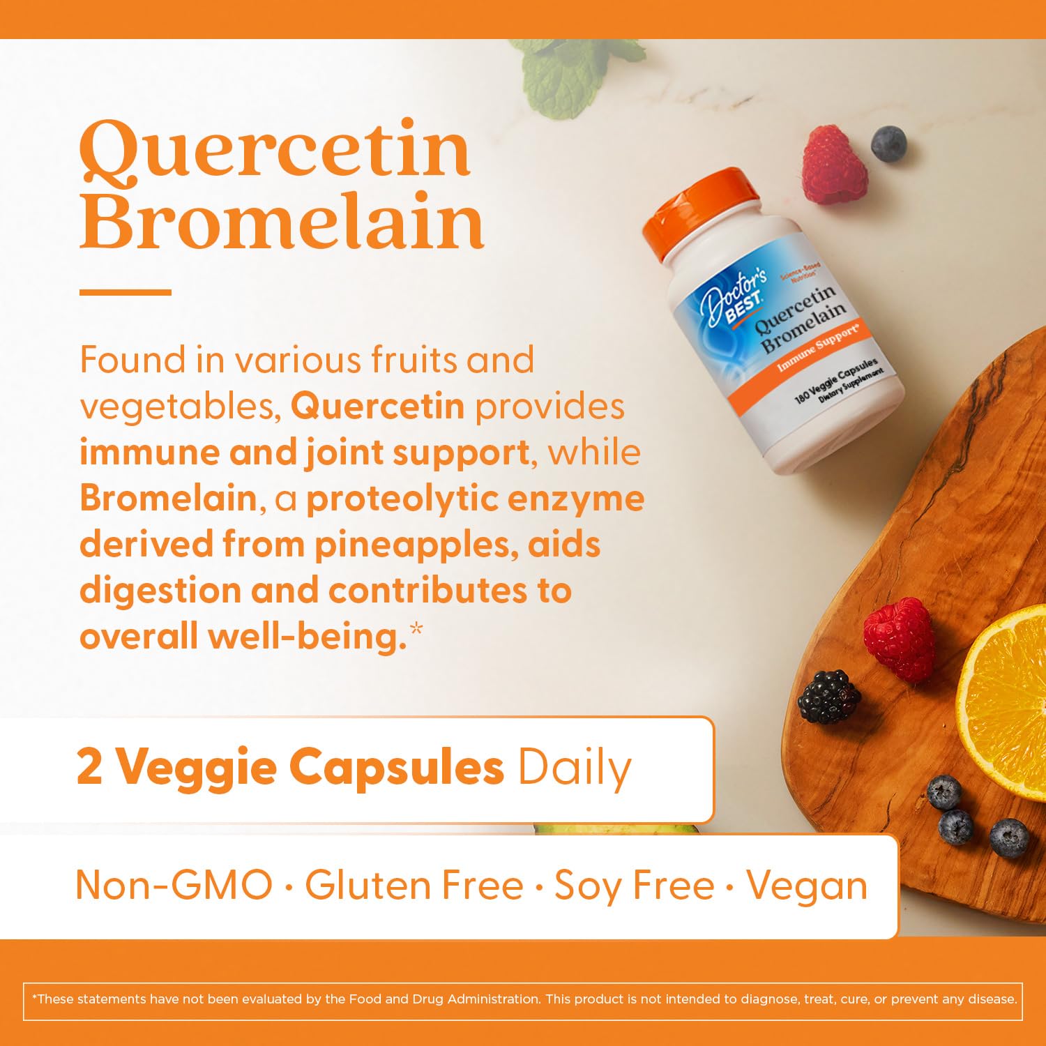Two-capsule serving size of Doctor's Best Quercetin Bromelain.