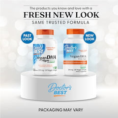 Doctors Best vegan DHA algae softgels closeup for easy daily omega-3 intake