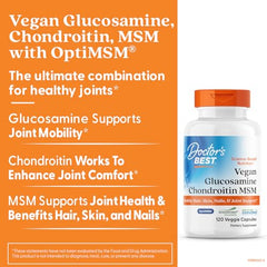 Doctor's Best GCMSM label highlights vegan, gluten-free, non-GMO formula