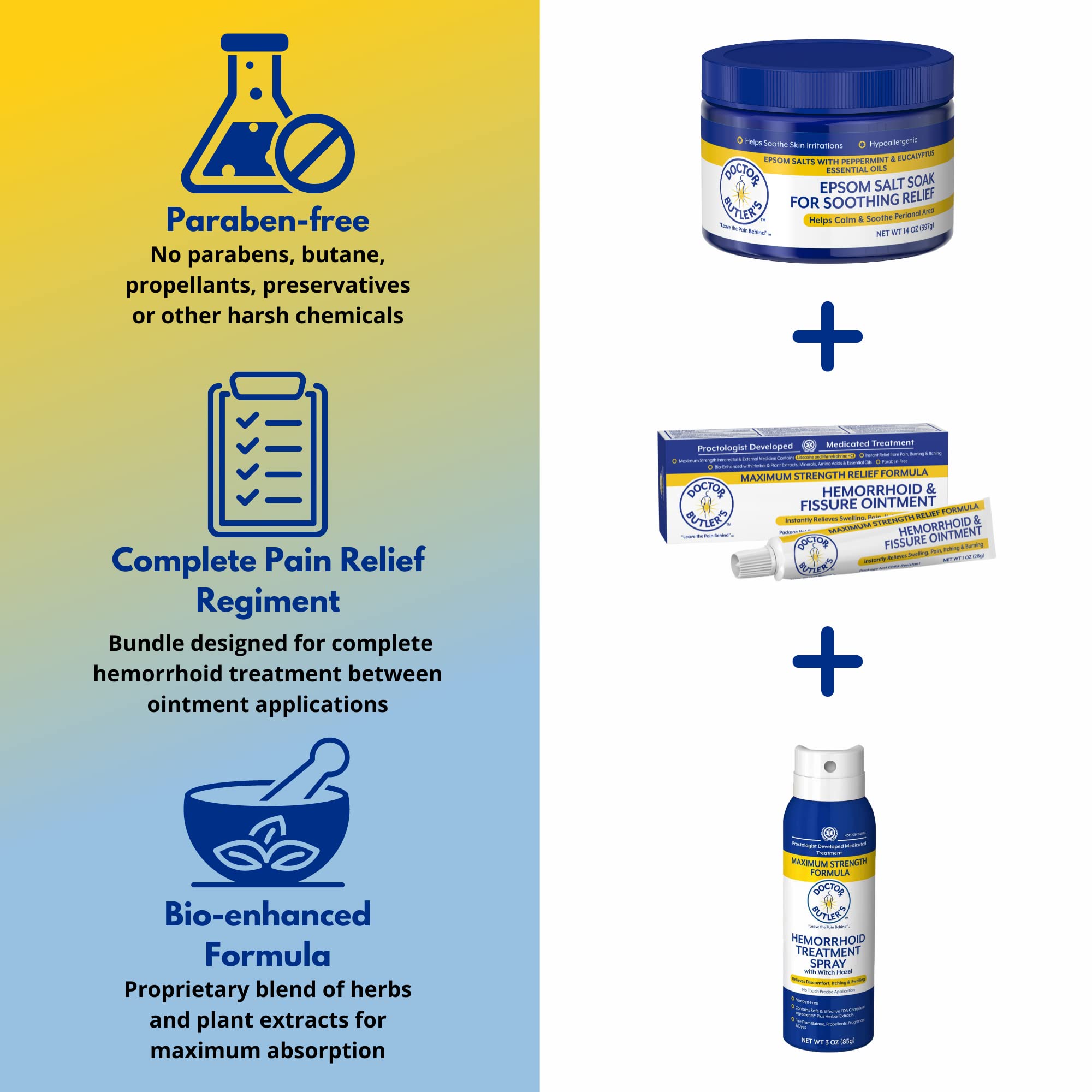 Doctor Butler's hemorrhoid spray bottle with witch hazel for gentle application.
