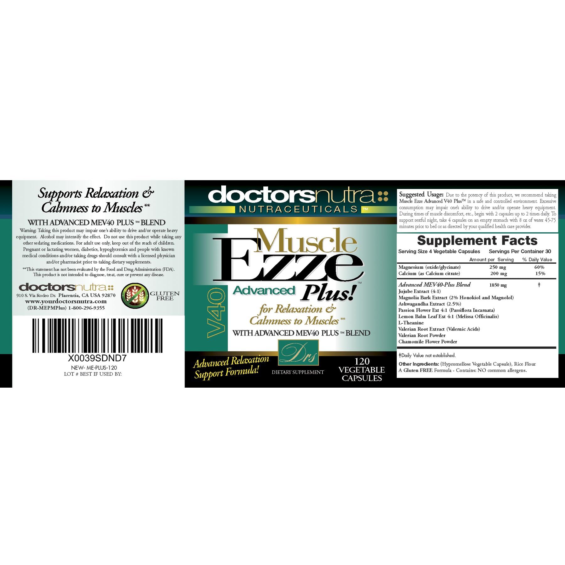 Doctors Nutra Muscle Ezze Plus capsules resting on surface suggest easy daily dosing.
