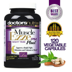 Doctors Nutra Muscle Ezze PM Plus label displays gluten-free formula and 3,000 mg magnesium.
