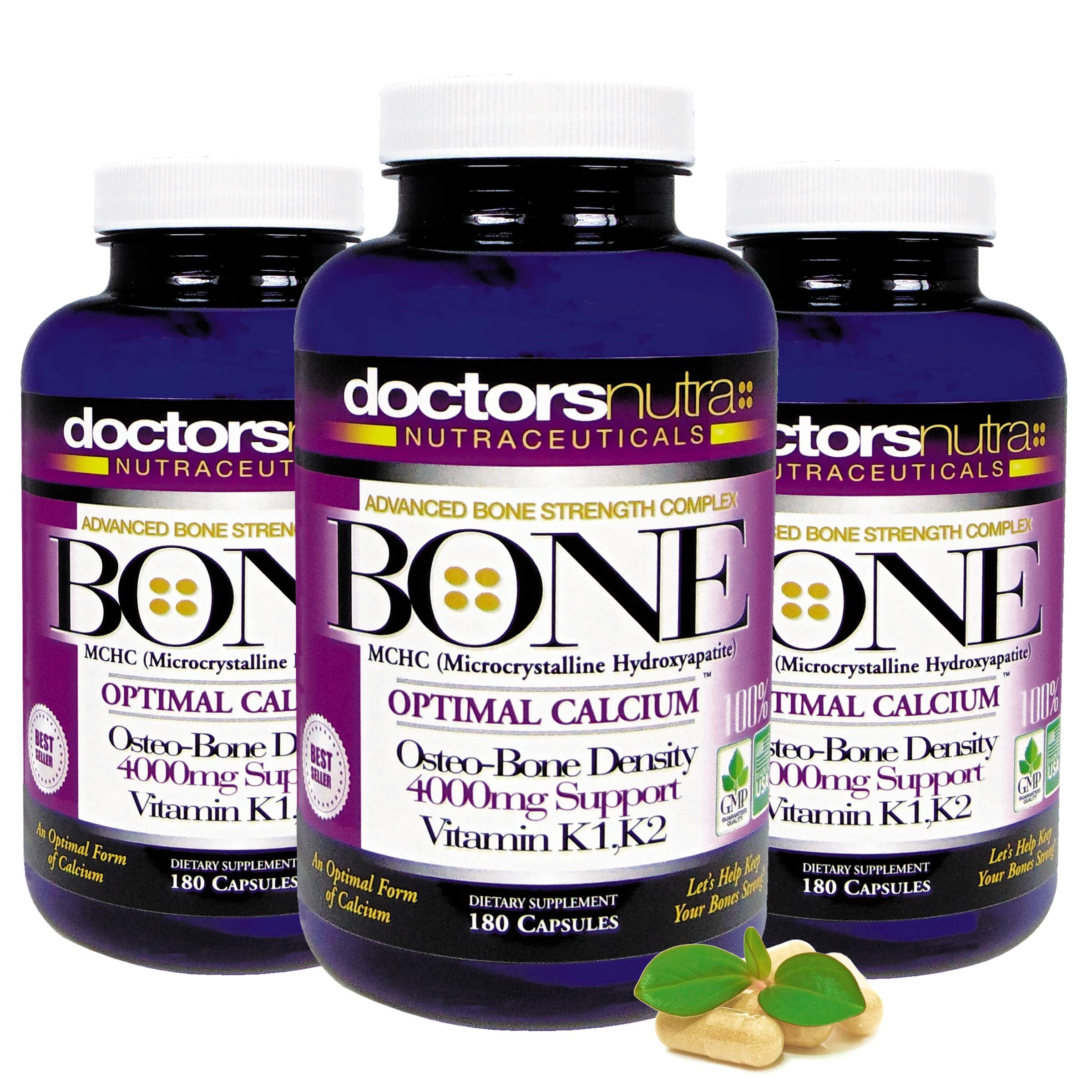 Doctors Nutra Calcium bottle with dosage chart promoting balanced mineral intake