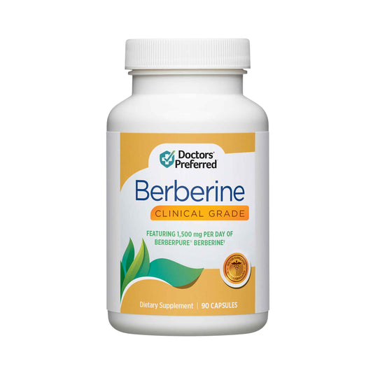 DOCTORS' PREFERRED Berberine Clinical Grade bottle front supports daily wellness and metabolic balance.