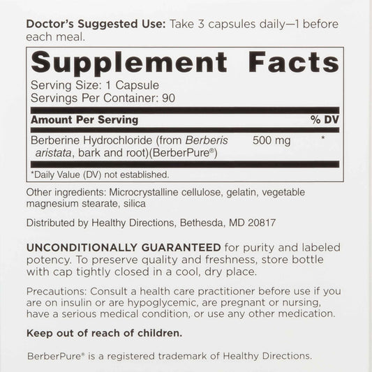 DOCTORS' PREFERRED Berberine Clinical Grade bottle label highlights 1,500 mg dosage.