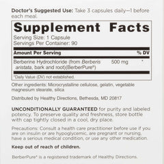 DOCTORS' PREFERRED Berberine Clinical Grade bottle label displays quality testing and purity verification