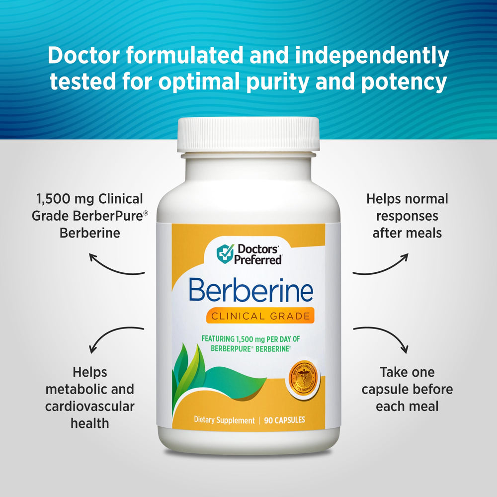 DOCTORS' PREFERRED Berberine Clinical Grade capsules shown for easy daily intake