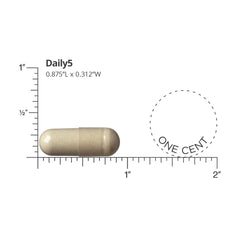 DOCTORS' PREFERRED Daily5 capsules-closeup highlights vegan capsules for heart and circulation.