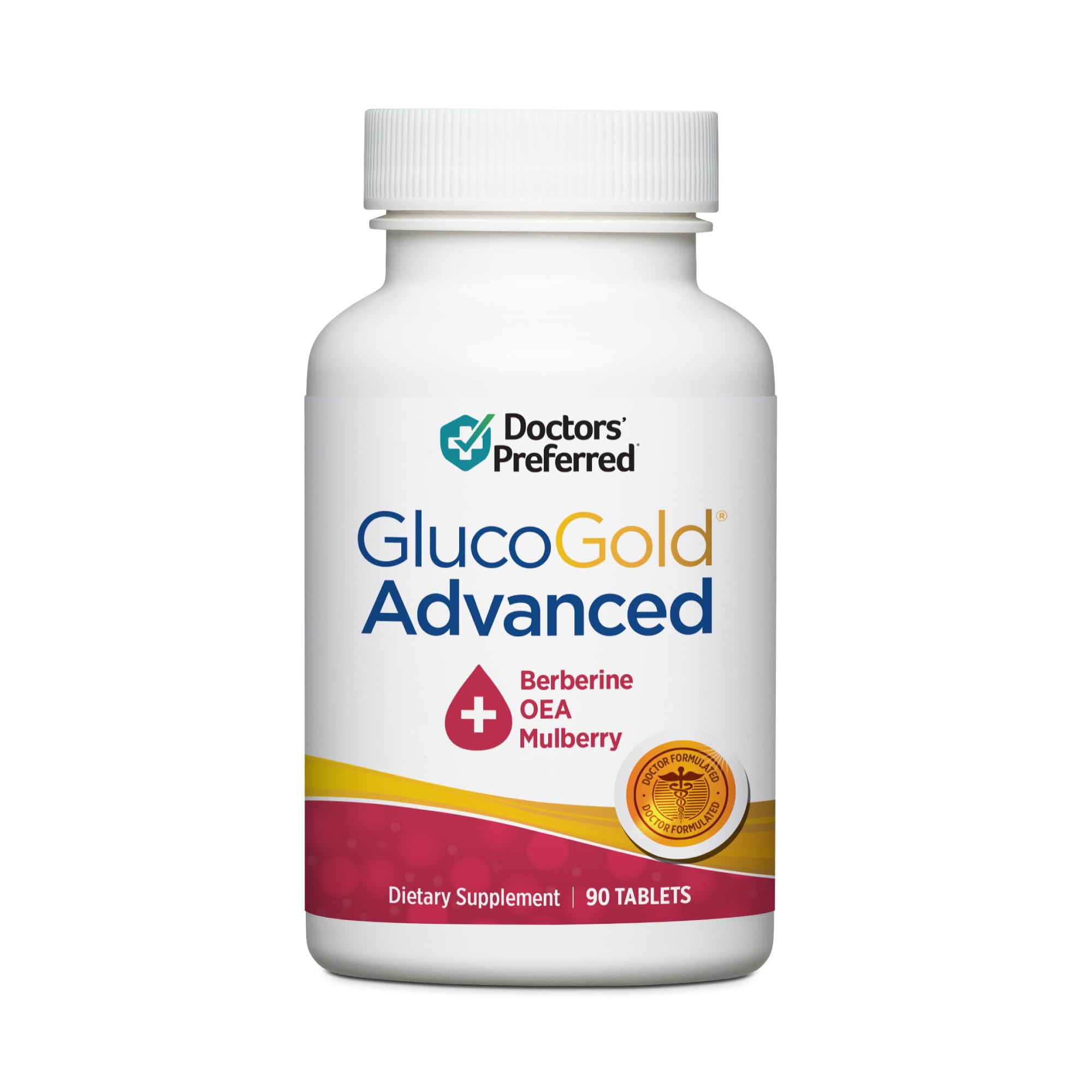 DOCTORS' PREFERRED GlucoGold Advanced bottle front view for daily wellness