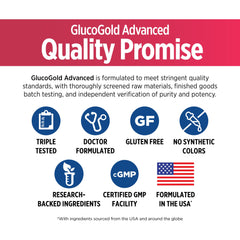 GlucoGold container with tablets on a clean surface