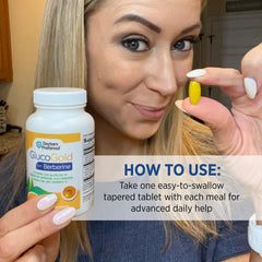 GlucoGold label close-up showing ingredients and dosage