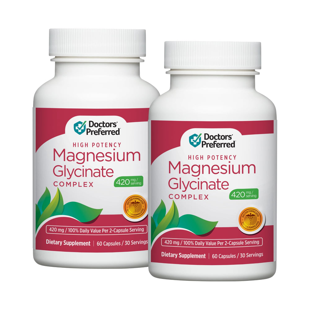DOCTORS' PREFERRED Magnesium Glycinate bottle viewed for daily heart and mood support