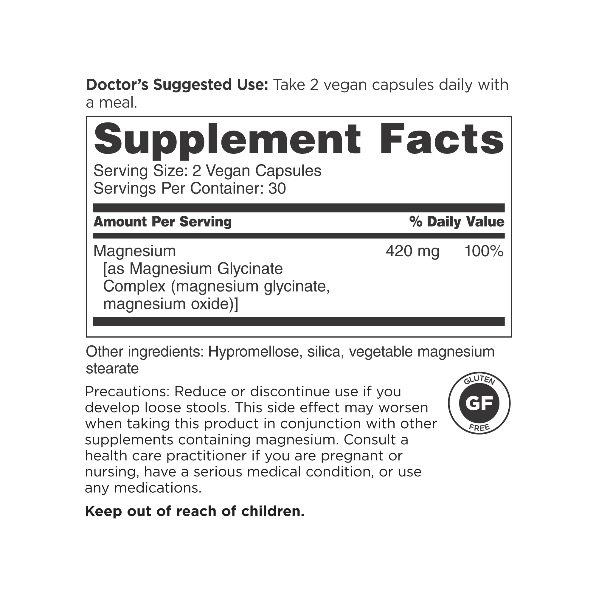 DOCTORS' PREFERRED Magnesium Glycinate capsules close-up highlighting high-potency formula