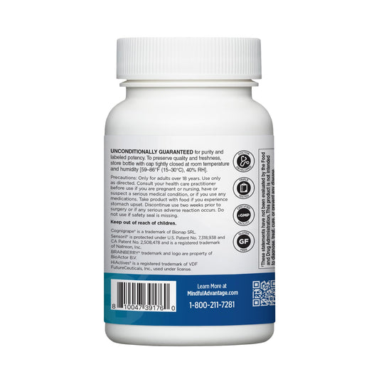 DOCTORS' PREFERRED Mindful Advantage packaging showing ingredients and label.