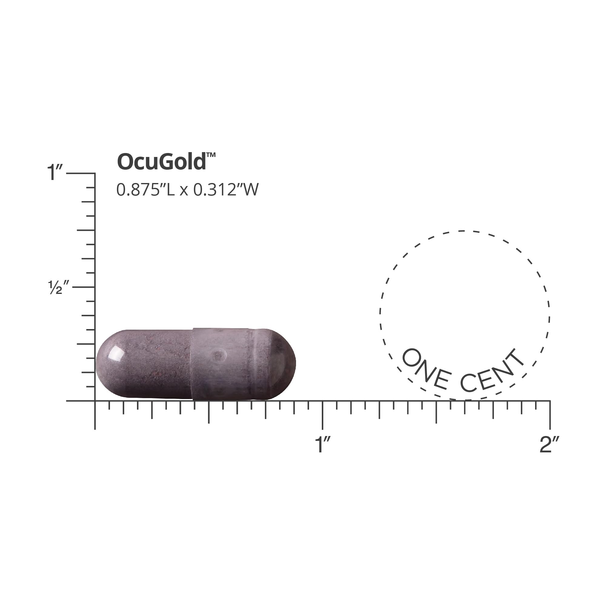 Capsule close-up showing vegan formulation of OcuGold