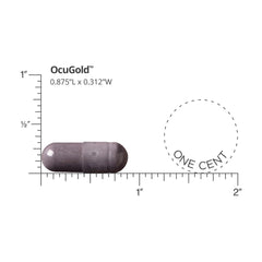 Capsule close-up showing vegan formulation of OcuGold