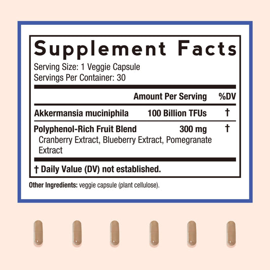 Doctor's Recipes Akkermansia capsules for convenient daily gut support.