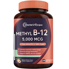Doctor's Recipes B12 peach tablet dissolving for quick energy