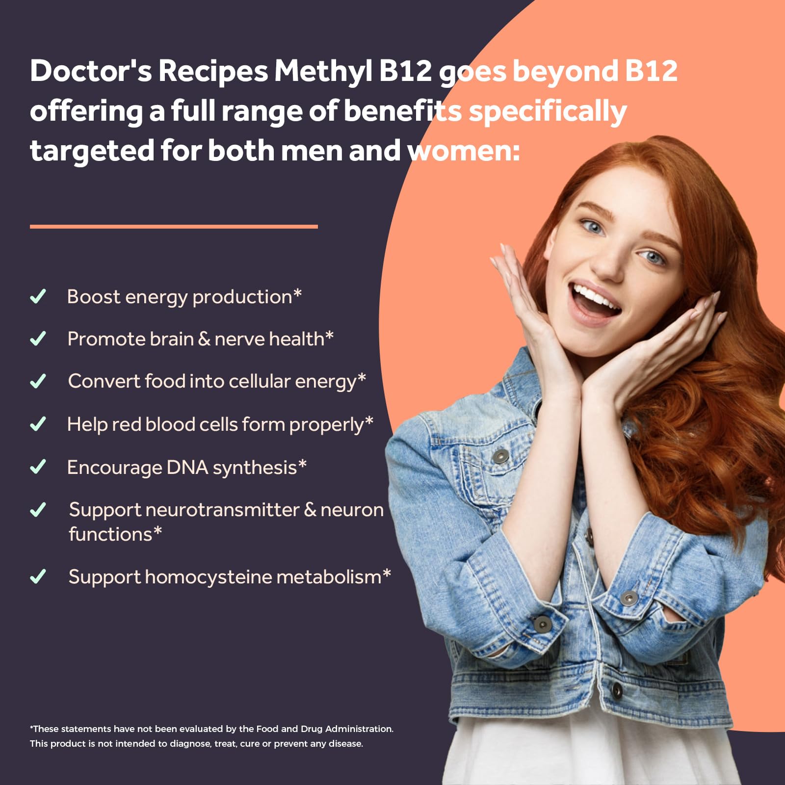 Doctor's Recipes 5000mcg tablet close-up suggests fast absorption