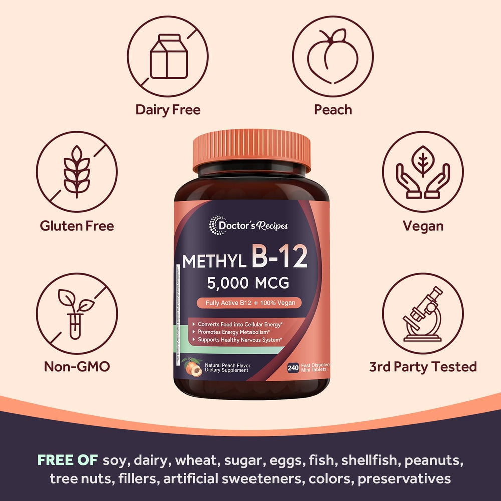 Doctor's Recipes vegan methylcobalamin 5000mcg supports energy metabolism