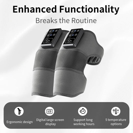 DOEUTLQ knee massager in action showing 3D ergonomic design for secure fit.