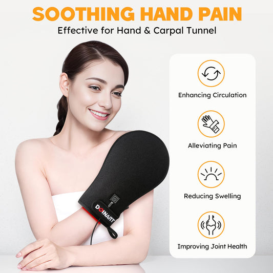 Doinart red-light glove close-up showing ergonomic design for easy use