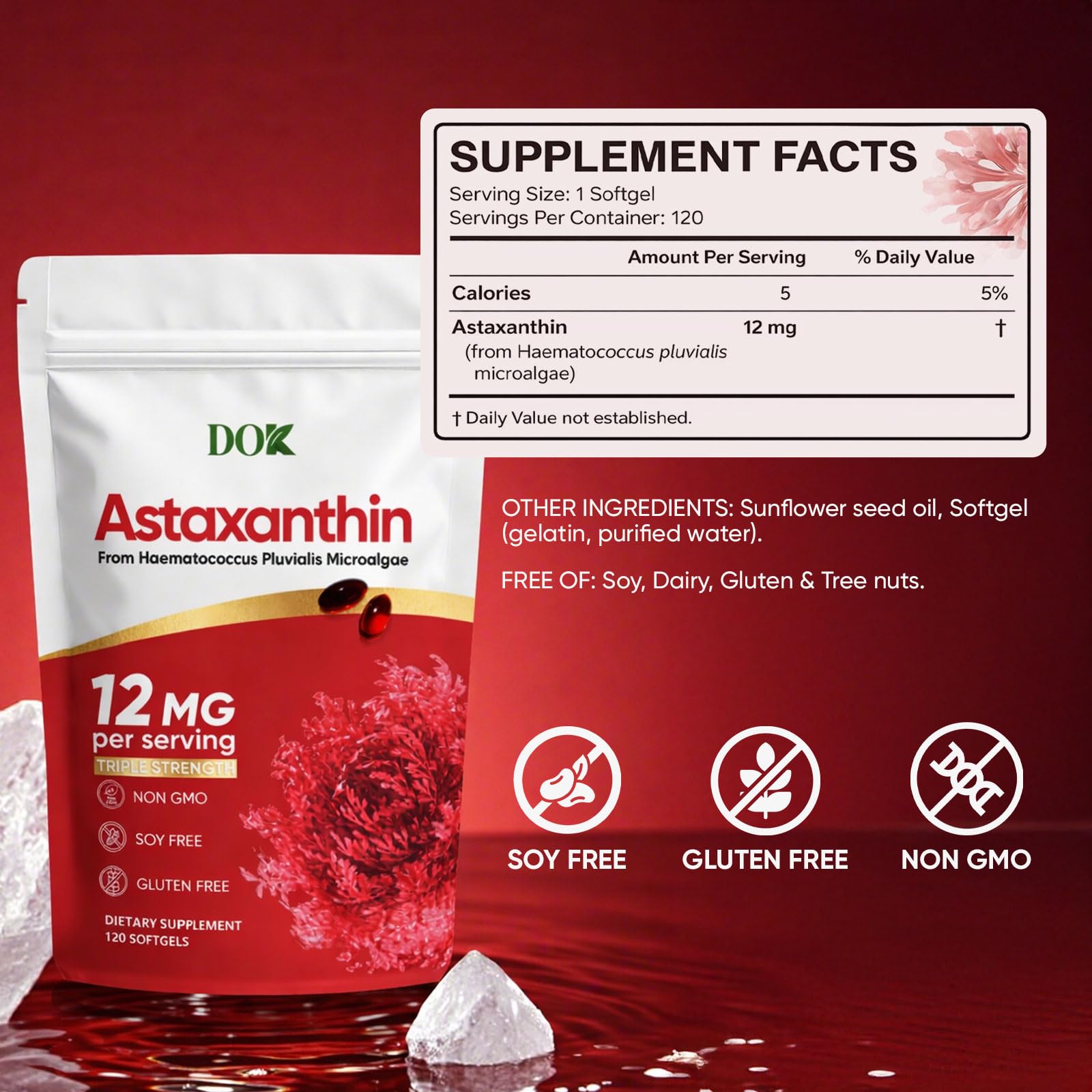DOK Haematococcus pluvialis microalgae source for natural antioxidant.