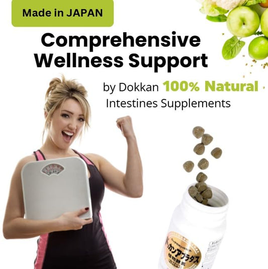DOKKANABURADAS tablets closeup highlighting plant-based ingredients for gut-friendly nutrition