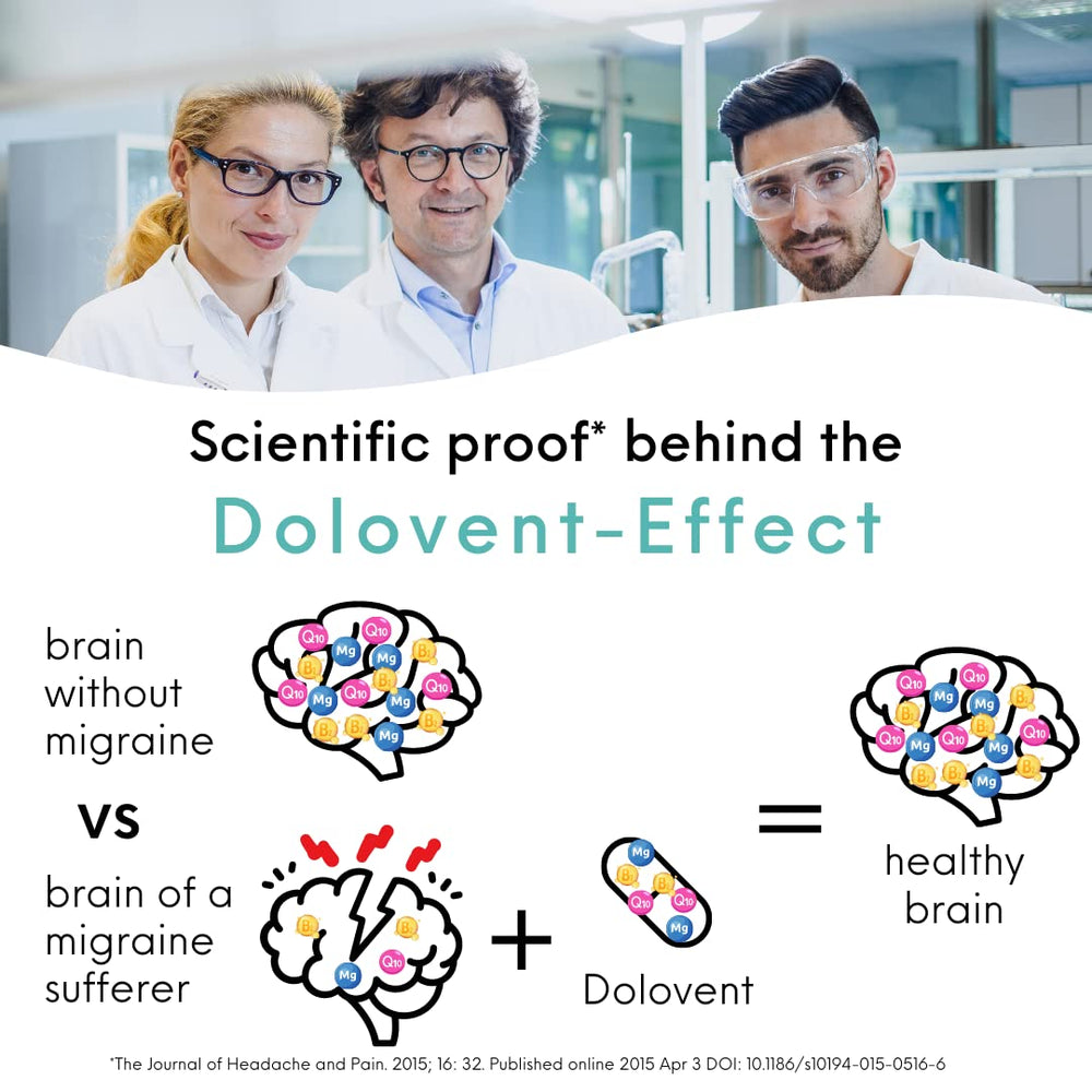 Dolovent box with glass on table for daily relief and consistency.
